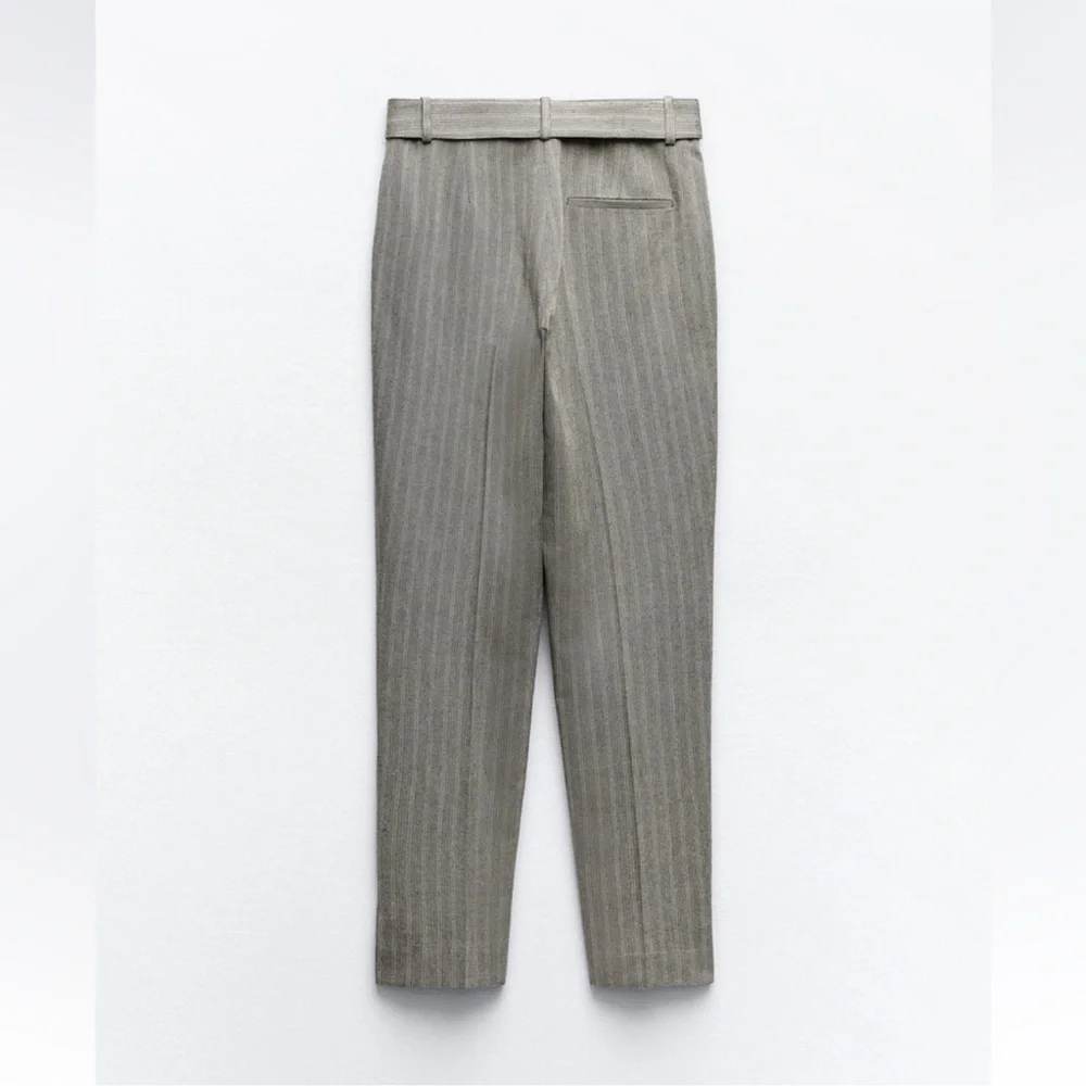 STRAIGHT LEG HERRINGBONE PANTS - Picture 4 of 7